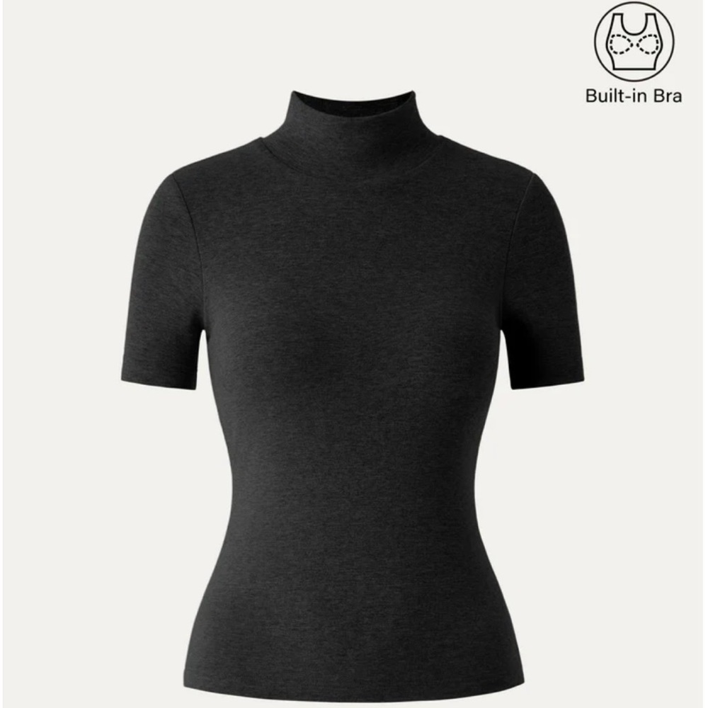 OGL Soft Thermal Mockneck Short Sleeve Brami Top - Black Size Small